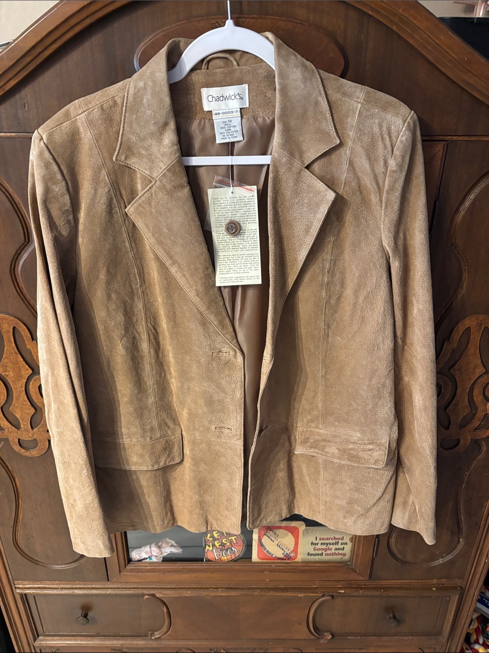 Chadwicks Women's Light Brown Suede Blazer Jacket
